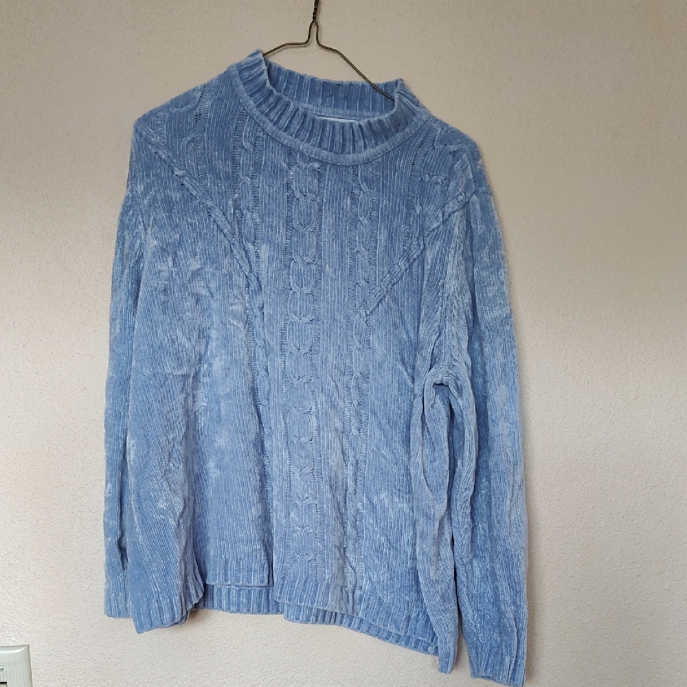 Cozy Blue Cable Knit Sweater